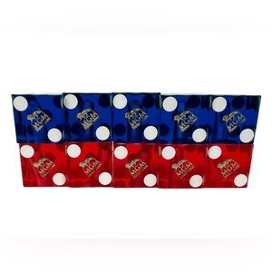 MGM Casino Dice Lot Of 10 Red Blue Cancelled Drilled Translucent Number Vintage
